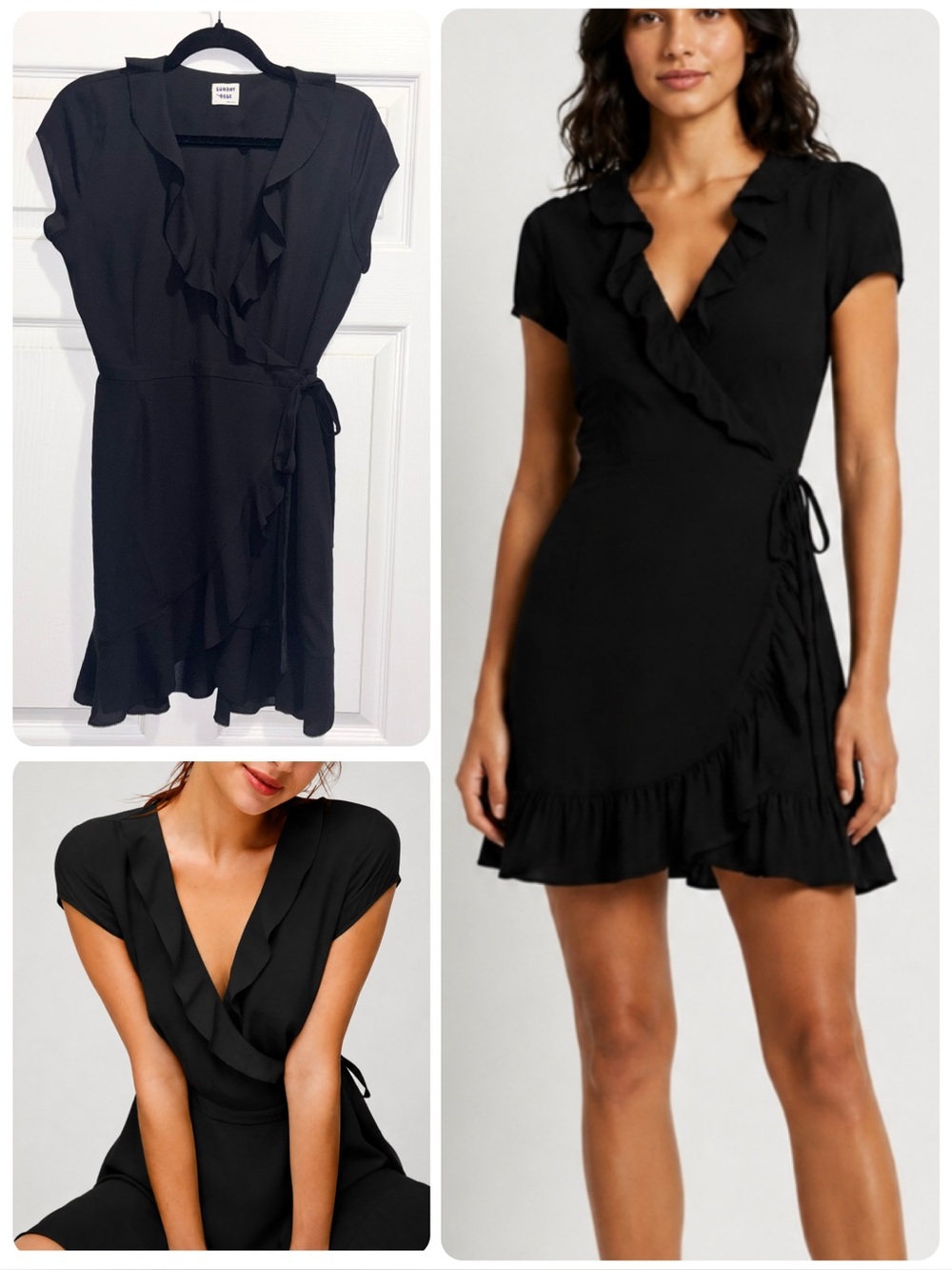 Aritzia Sunday Best Savoy Ruffle Edge Wrap Mini Dress Black Size 2